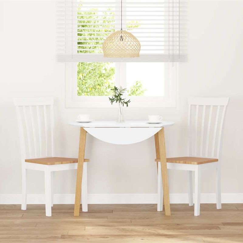 Casa si Gradina - Mobilier - Scaune si fotolii - Scaune - Scaune de sufragerie 2 buc Cauciuc din lemn masiv alb - Infinity.ro