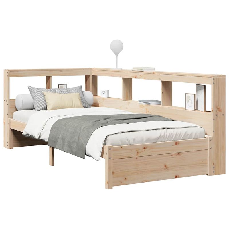 Casa si Gradina - Mobilier - Paturi si accesorii - Paturi - Pat cu biblioteca fara saltea, 75x190 cm, lemn masiv de pin - Infinity.ro