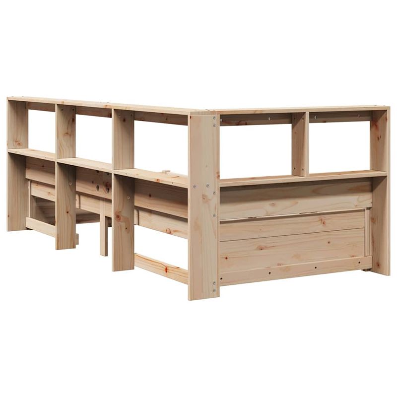 Casa si Gradina - Mobilier - Paturi si accesorii - Paturi - Pat cu biblioteca fara saltea, 75x190 cm, lemn masiv de pin - Infinity.ro