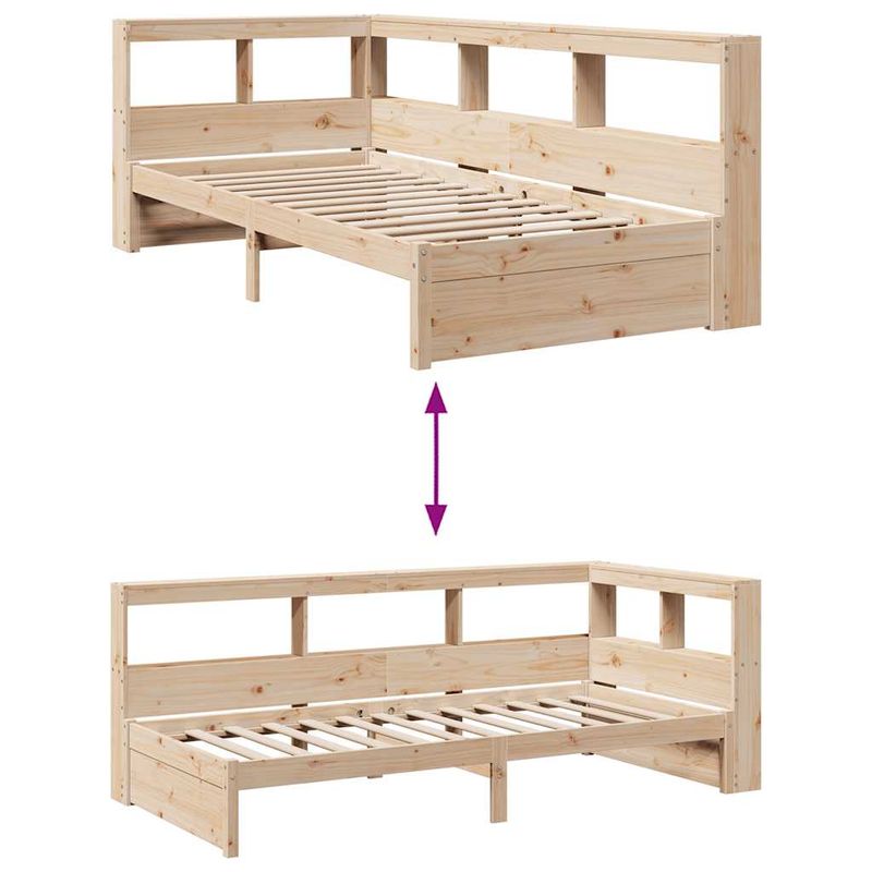 Casa si Gradina - Mobilier - Paturi si accesorii - Paturi - Pat cu biblioteca fara saltea, 75x190 cm, lemn masiv de pin - Infinity.ro