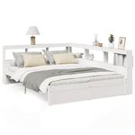 Casa si Gradina - Mobilier - Paturi si accesorii - Paturi - Pat cu biblioteca fara saltea, alb, 140x190 cm, lemn masiv pin - Infinity.ro