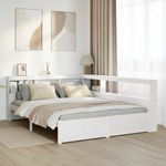 Casa si Gradina - Mobilier - Paturi si accesorii - Paturi - Pat cu biblioteca fara saltea, alb, 140x190 cm, lemn masiv pin - Infinity.ro