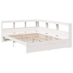 Casa si Gradina - Mobilier - Paturi si accesorii - Paturi - Pat cu biblioteca fara saltea, alb, 140x190 cm, lemn masiv pin - Infinity.ro