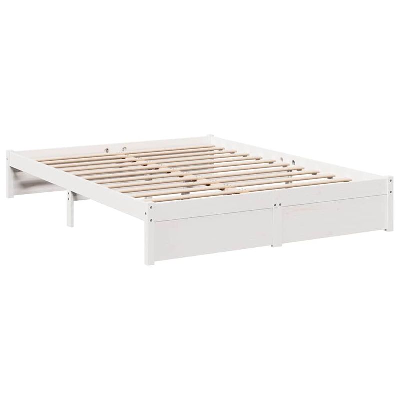 Casa si Gradina - Mobilier - Paturi si accesorii - Paturi - Pat cu biblioteca fara saltea, alb, 140x190 cm, lemn masiv pin - Infinity.ro