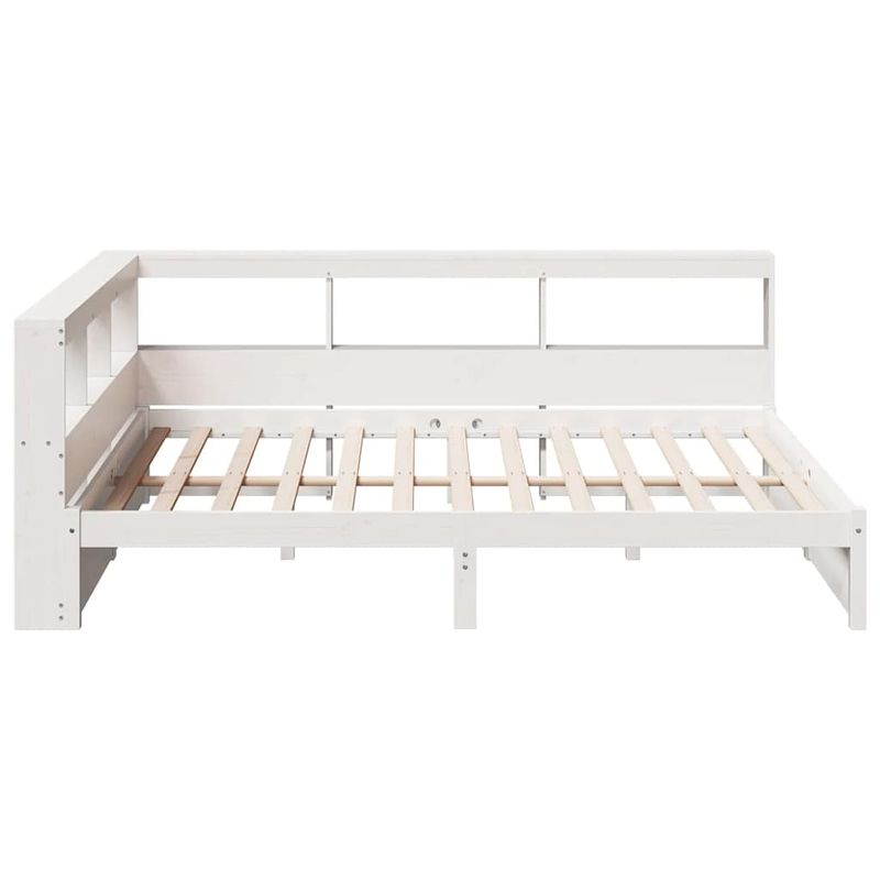 Casa si Gradina - Mobilier - Paturi si accesorii - Paturi - Pat cu biblioteca fara saltea, alb, 140x190 cm, lemn masiv pin - Infinity.ro