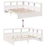 Casa si Gradina - Mobilier - Paturi si accesorii - Paturi - Pat cu biblioteca fara saltea, alb, 140x190 cm, lemn masiv pin - Infinity.ro