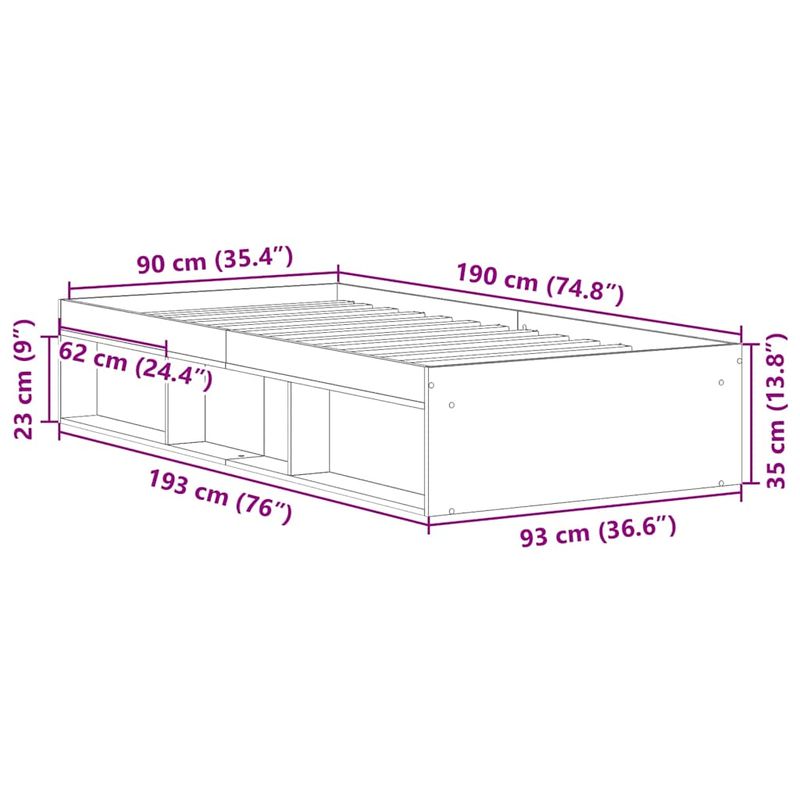 Casa si Gradina - Mobilier - Paturi si accesorii - Paturi - Cadru de pat fara saltea Lemn vechi 90x190cm Lemn prelucrat - Infinity.ro