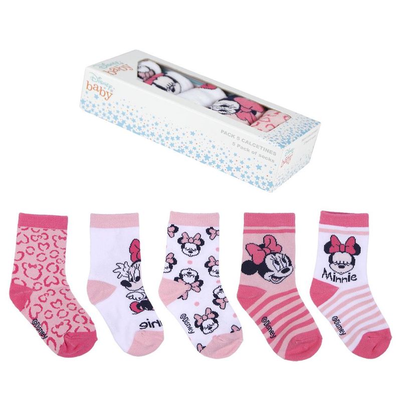 Fashion, accesorii si bijuterii - Copii - Lenjerie si pijamale copii - Sosete si dresuri copii - Set 5 Sosete bebe Minnie Mouse, Multicolor, Marime 19/20 - Infinity.ro