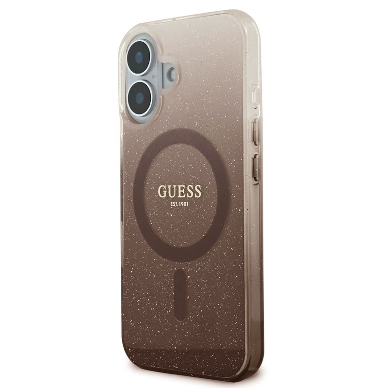 Laptop, Telefoane si Tablete - Telefoane mobile si accesorii - Accesorii Telefoane - Huse telefoane - Husa pentru iPhone 16 Plus - Guess IML Glitter Gradient MagSafe (GUHMP16MHGRCELW) - Maro - Infinity.ro