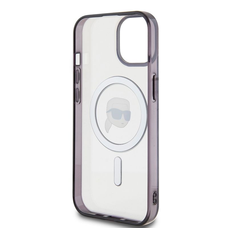 Laptop, Telefoane si Tablete - Telefoane mobile si accesorii - Accesorii Telefoane - Huse telefoane - Husa pentru iPhone 15 Plus - Karl Lagerfeld IML MagSafe (KLHMP15MHKHNOTK) - Transparent Karl`s Head - Infinity.ro