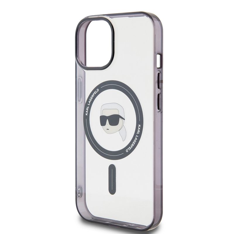 Laptop, Telefoane si Tablete - Telefoane mobile si accesorii - Accesorii Telefoane - Huse telefoane - Husa pentru iPhone 15 Plus - Karl Lagerfeld IML MagSafe (KLHMP15MHKHNOTK) - Transparent Karl`s Head - Infinity.ro