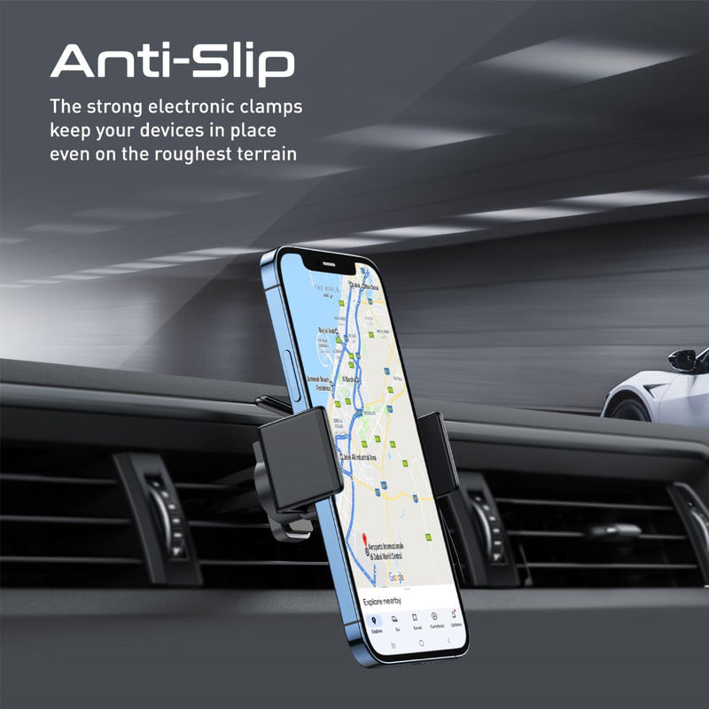 Laptop, Telefoane si Tablete - Telefoane mobile si accesorii - Accesorii Telefoane - Suport si docking telefoane - Suport Telefon Auto, Electric, Rotire 360 grade, Incarcare Solara si la priza Auto, Prindere in grila ventilatie - Infinity.ro