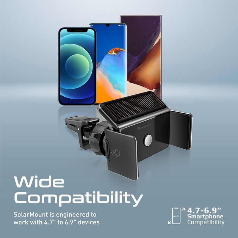 Laptop, Telefoane si Tablete - Telefoane mobile si accesorii - Accesorii Telefoane - Suport si docking telefoane - Suport Telefon Auto, Electric, Rotire 360 grade, Incarcare Solara si la priza Auto, Prindere in grila ventilatie - Infinity.ro