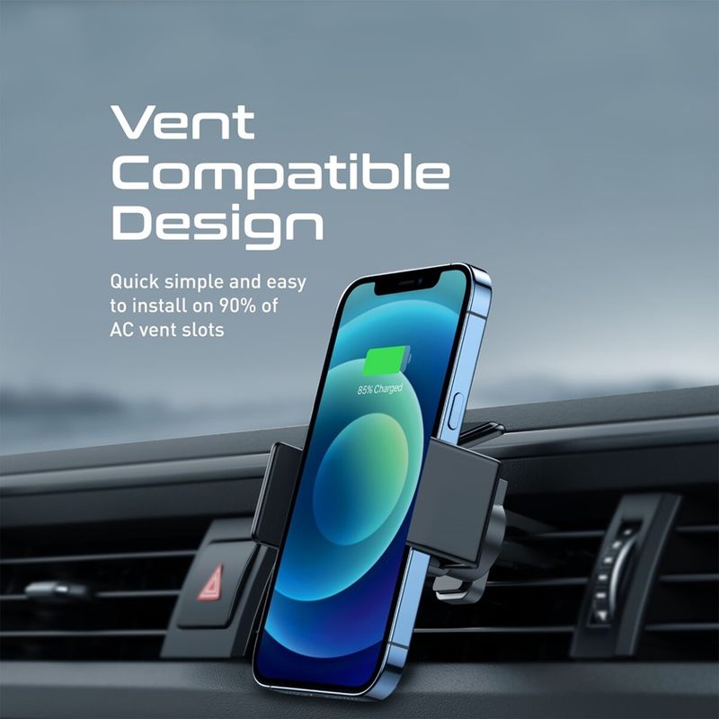 Laptop, Telefoane si Tablete - Telefoane mobile si accesorii - Accesorii Telefoane - Suport si docking telefoane - Suport Telefon Auto, Electric, Rotire 360 grade, Incarcare Solara si la priza Auto, Prindere in grila ventilatie - Infinity.ro