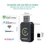 Auto si Moto - Electronice auto - Accesorii electronice auto - Adaptor auto Wireless CarPlay si Android Auto, Emeszon®, FC1, USB, Type-C, Wifi 5.8GHz, Bluetooth 5, fibra carbon, negru - Infinity.ro