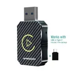 Auto si Moto - Electronice auto - Accesorii electronice auto - Adaptor auto Wireless CarPlay si Android Auto, Emeszon®, FC1, USB, Type-C, Wifi 5.8GHz, Bluetooth 5, fibra carbon, negru - Infinity.ro