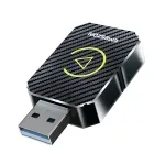 Auto si Moto - Electronice auto - Accesorii electronice auto - Adaptor auto Wireless CarPlay si Android Auto, Emeszon®, FC1, USB, Type-C, Wifi 5.8GHz, Bluetooth 5, fibra carbon, negru - Infinity.ro
