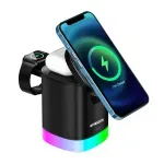Laptop, Telefoane si Tablete - Telefoane mobile si accesorii - Accesorii Telefoane - Incarcatoare telefoane - Statie Incarcare Wireless Magsafe 15W RGB ET15, Emeszon®, Compatibil cu iPhone, AirPords, Apple Watch, Samsung, Negru - Infinity.ro