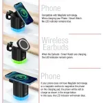 Laptop, Telefoane si Tablete - Telefoane mobile si accesorii - Accesorii Telefoane - Incarcatoare telefoane - Statie Incarcare Wireless Magsafe 15W RGB ET15, Emeszon®, Compatibil cu iPhone, AirPords, Apple Watch, Samsung, Negru - Infinity.ro