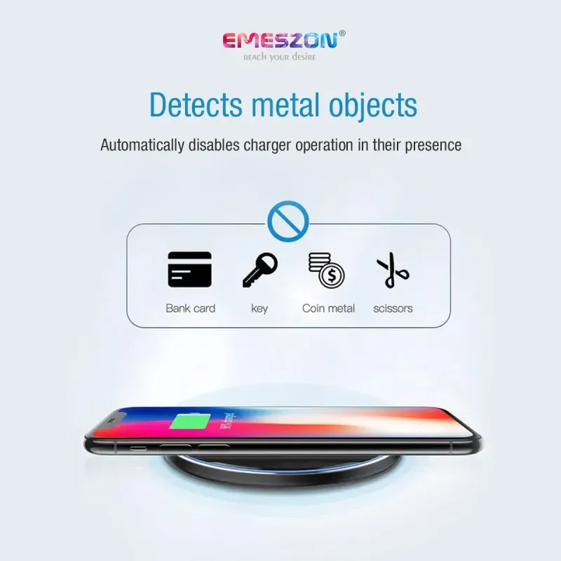 Laptop, Telefoane si Tablete - Telefoane mobile si accesorii - Accesorii Telefoane - Incarcatoare telefoane - Incarcator Wireless 15W Fast Charge Qi W1, Emeszon®, Circle LED, Ultraslim, compatibil cu iPhone, Samsung, Xiaomi, Negru - Infinity.ro