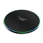 Laptop, Telefoane si Tablete - Telefoane mobile si accesorii - Accesorii Telefoane - Incarcatoare telefoane - Incarcator Wireless 15W Fast Charge Qi W1, Emeszon®, Circle LED, Ultraslim, compatibil cu iPhone, Samsung, Xiaomi, Negru - Infinity.ro