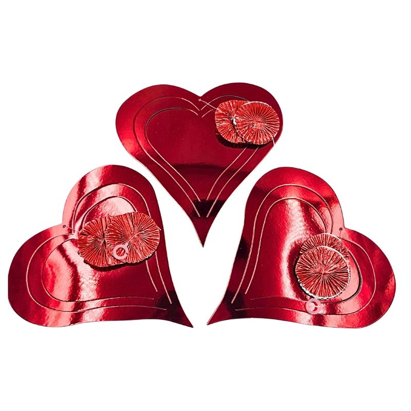 Casa si Gradina - Decoratiuni - Decoratiuni petrecere - Accesorii pentru petrecere - Set 3 decoratiuni, de agatat, in forma de inimioare, 60 cm - Infinity.ro