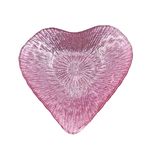 Casa si Gradina - Bucatarie si vesela - Vesela si tacamuri - Platouri de bucatarie - Platou din sticla, in forma de inimioara, 15 cm, roz cu sclipici - Infinity.ro