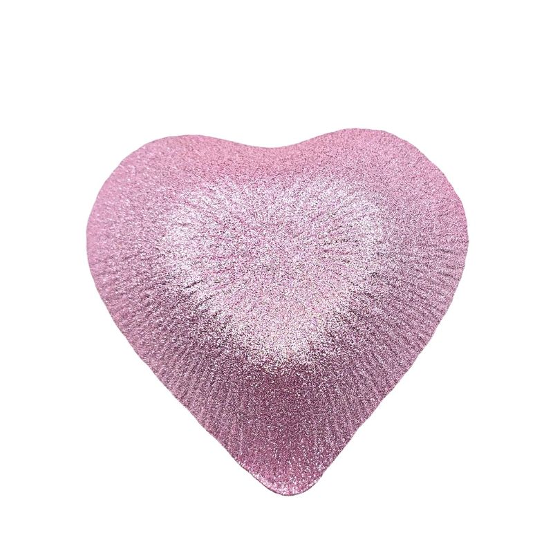 Casa si Gradina - Bucatarie si vesela - Vesela si tacamuri - Platouri de bucatarie - Platou din sticla, in forma de inimioara, 15 cm, roz cu sclipici - Infinity.ro