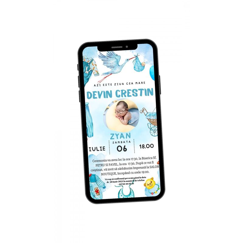 Market - Cadouri - Invitatii evenimente - Invitatie Botez Boy - Infinity.ro