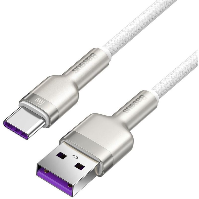 Laptop, Telefoane si Tablete - Telefoane mobile si accesorii - Accesorii Telefoane - Cabluri si adaptoare telefoane - Cablu de Date USB la Type-C 66W, 2m - Baseus Cafule (CAKF000202) - Alb - Infinity.ro