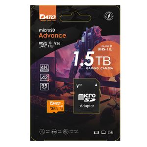 Card de Memorie cu Adaptor, Micro SDXC, 1.5TB, U3, A2, V30 - Dato Advance (DTTF1.5TU3A2V30A) - Negru