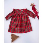 Fashion, accesorii si bijuterii - Copii - Imbracaminte copii - Rochii copii - Rochita din stofa cu imprimeu rosu in carouri 80 cm 6-12 luni - Infinity.ro