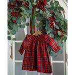 Fashion, accesorii si bijuterii - Copii - Imbracaminte copii - Rochii copii - Rochita din stofa cu imprimeu rosu in carouri 80 cm 6-12 luni - Infinity.ro