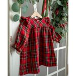Fashion, accesorii si bijuterii - Copii - Imbracaminte copii - Rochii copii - Rochita din stofa cu imprimeu rosu in carouri 80 cm 6-12 luni - Infinity.ro