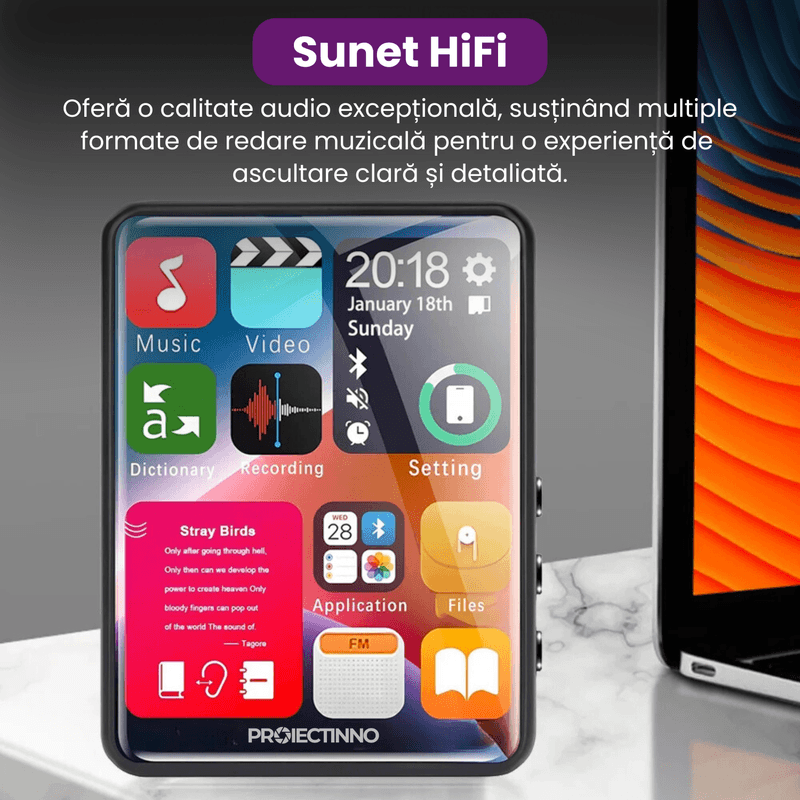 TV, Audio-Video si Foto - Portabile audio - Media Playere - Player MP3/MP4/E-Book cu touchscreen, Proiectinno, X6, 4GB, ecran 2.4 inch, Bluetooth 5.0, sunet HIFI, autonomie 40 ore - Infinity.ro