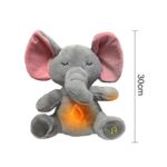 Jucarii, Copii si Bebe - Jucarii si jocuri - Jucarii de plus - Elefant de Plus Interactiv cu functie de imitare a respiratiei, cu Efecte Luminoase si Muzicale, 30 cm, gri cu roz - Infinity.ro