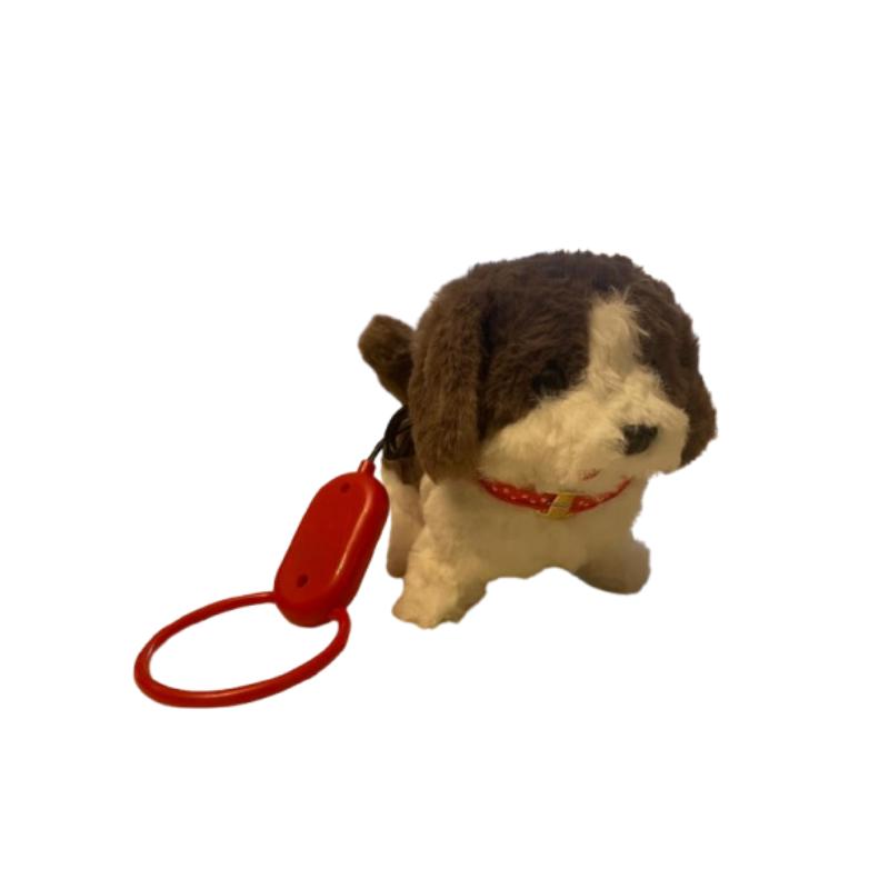 Jucarii, Copii si Bebe - Jucarii si jocuri - Jucarii de plus - Catel din Plus Interactiv cu lesa, care Merge si Latra, Crem, 18.5x12.5x13.5, + 3 Ani - Infinity.ro