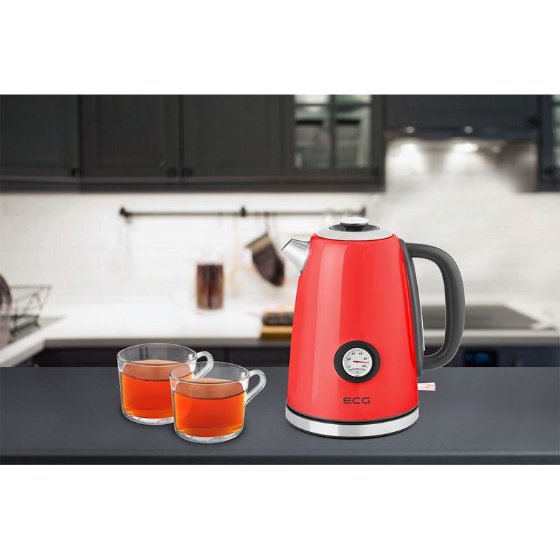 Electronice si Electrocasnice - Electrocasnice bucatarie - Preparare bauturi - Fierbatoare de apa - Fierbator electric ECG RK 1700 Magnifica Corsa, 1.7 litri, 2200 W, otel inoxidabil, indicator temperatura - Infinity.ro