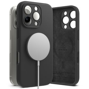 Husa pentru iPhone 16 Pro Max, ru iPhone 16 Pro Max - Ringke Silicone Magnetic MagSafe, V46, Microfibra, Black