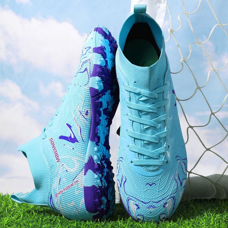 Sport si Outdoor - Echipament Sportiv - Incaltaminte sport - Pantofi sport - Ghete de fotbal MBrands, 8.3 cu glezna pentru teren sintetic, culoare turcoaz 36 - Infinity.ro