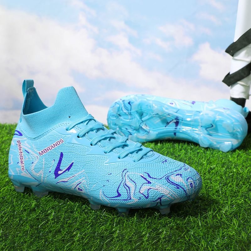 Sport si Outdoor - Echipament Sportiv - Incaltaminte sport - Pantofi sport - Ghete de fotbal MBrands, 8.3 cu glezna crampoane, culoare turcoaz 36 - Infinity.ro