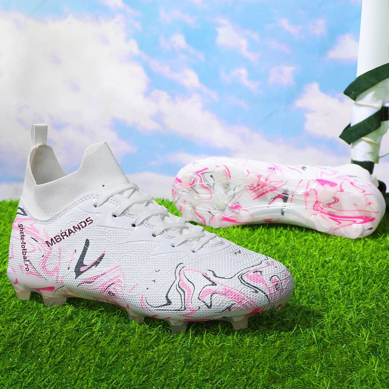 Sport si Outdoor - Echipament Sportiv - Incaltaminte sport - Pantofi sport - Ghete de fotbal MBrands, 8.3 cu glezna crampoane, culoarea alb 37 - Infinity.ro