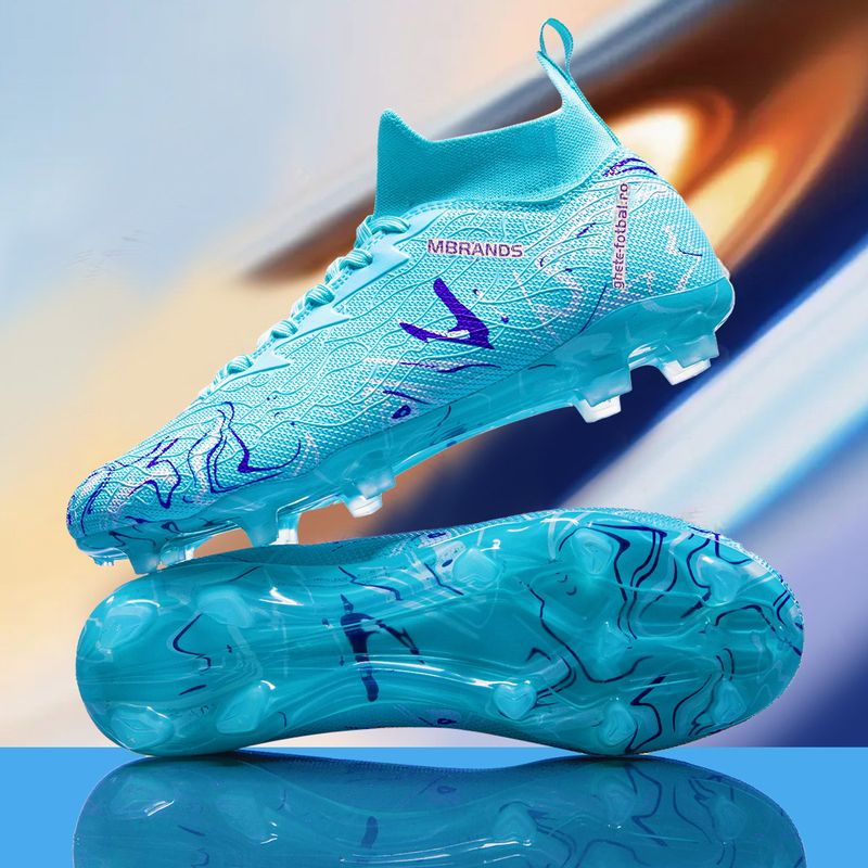 Sport si Outdoor - Echipament Sportiv - Incaltaminte sport - Pantofi sport - Ghete de fotbal MBrands, 8.3 cu glezna crampoane, culoare turcoaz 36 - Infinity.ro