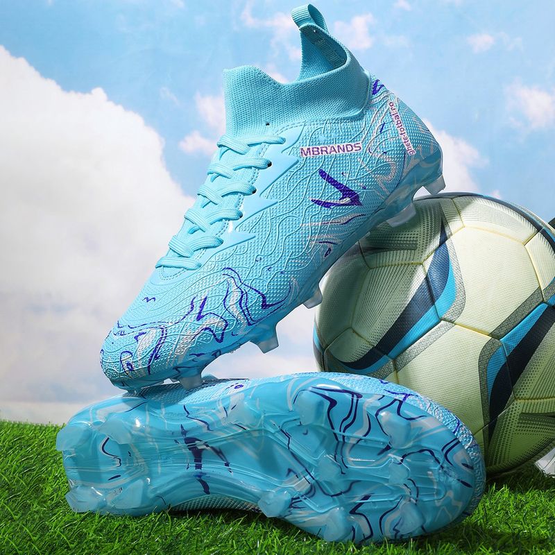Sport si Outdoor - Echipament Sportiv - Incaltaminte sport - Pantofi sport - Ghete de fotbal MBrands, 8.3 cu glezna crampoane, culoare turcoaz 39 - Infinity.ro