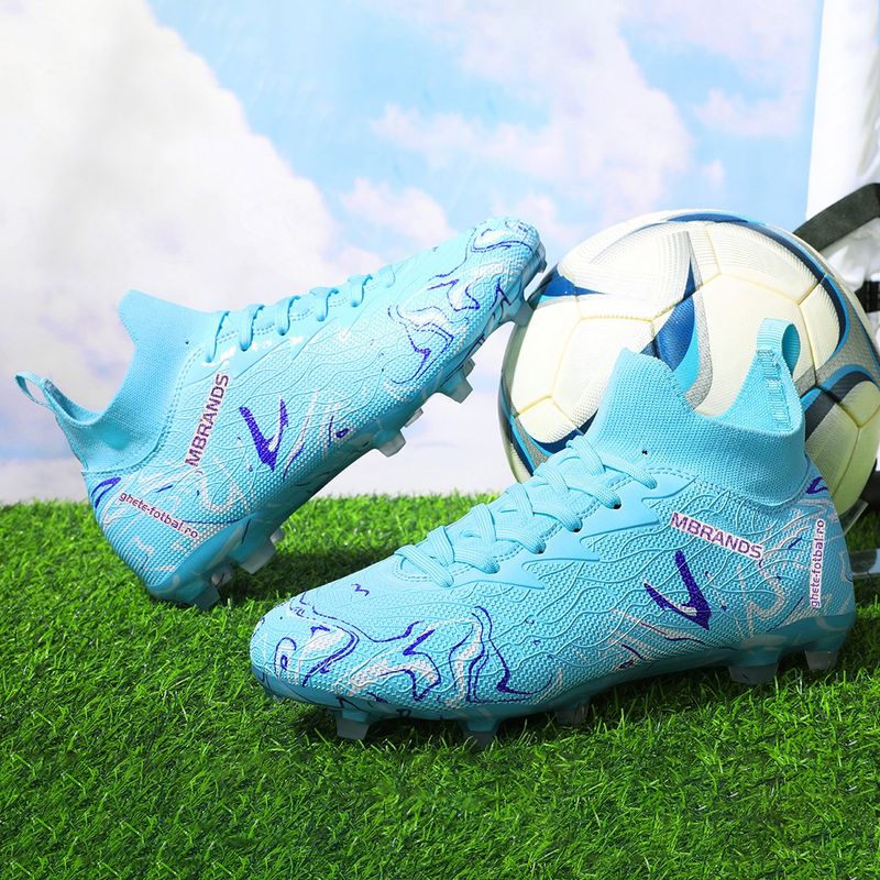 Sport si Outdoor - Echipament Sportiv - Incaltaminte sport - Pantofi sport - Ghete de fotbal MBrands, 8.3 cu glezna crampoane, culoare turcoaz 39 - Infinity.ro