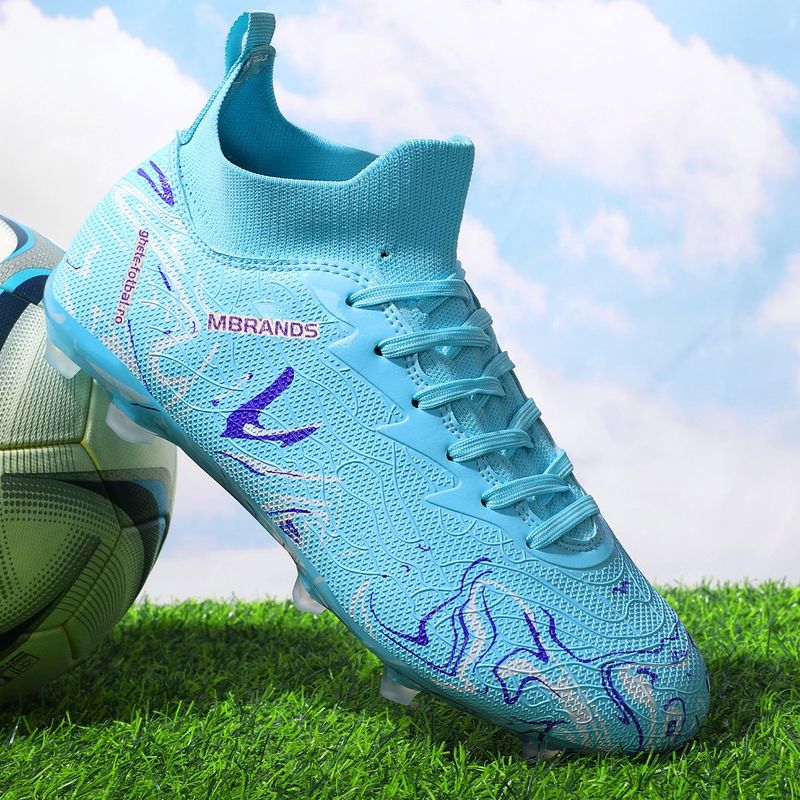 Sport si Outdoor - Echipament Sportiv - Incaltaminte sport - Pantofi sport - Ghete de fotbal MBrands, 8.3 cu glezna crampoane, culoare turcoaz 39 - Infinity.ro