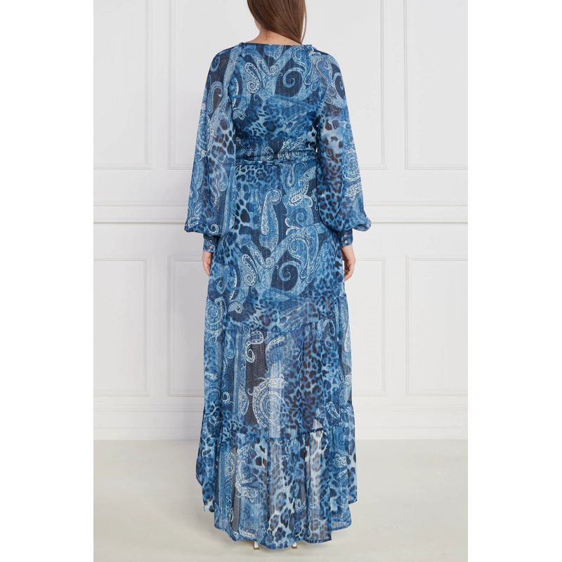 Fashion, accesorii si bijuterii - Femei - Imbracaminte femei - Rochii femei - Rochie asimetrica Guess cu imprimeu paisley W3YK48,  L INTL, Bleumarin - Infinity.ro