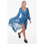 Fashion, accesorii si bijuterii - Femei - Imbracaminte femei - Rochii femei - Rochie asimetrica Guess cu imprimeu paisley W3YK48,  L INTL, Bleumarin - Infinity.ro