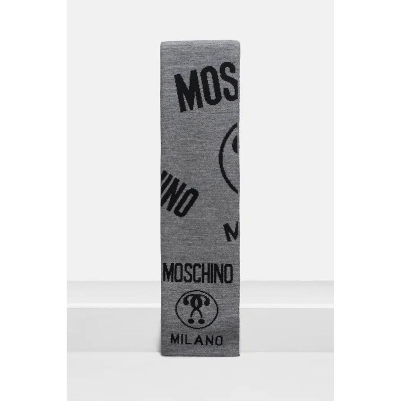 Fashion, accesorii si bijuterii - Barbati - Accesorii barbati - Esarfe si fulare barbati - Fular din amestec de lana cu model logo contrastant 170 x 28 cm Gri | Negru - Infinity.ro