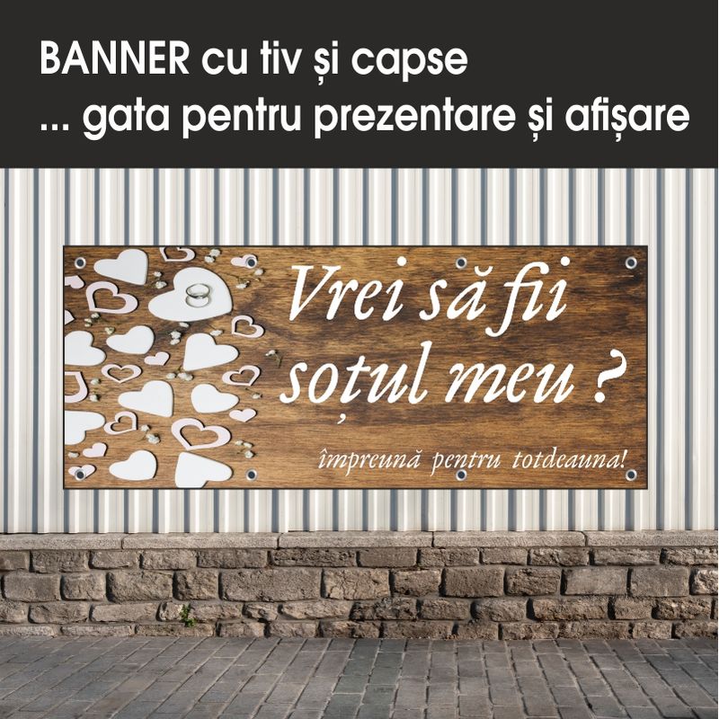 Carti si Birotica - Papetarie - Afise si stickere - Banner MEDIA, Vrei sa fii sotul meu model 2, 200 x 80 cm - Infinity.ro